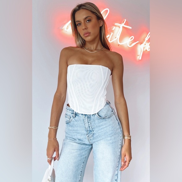 White Fox Boutique Sharp Edges Bustier Corset White Size M NWT - Picture 1 of 8